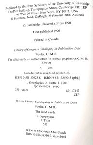 The Solid Earth - An Introduction to Global Geophysics