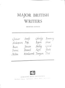 Major British Writers: Shorter Edition