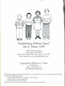 Handwriting Without Tears (Kindergarten Teacher's Guide)