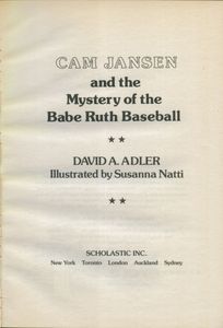 Cam Jansen And The Mystery Of The Babe Ruth Baseball