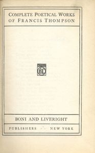 Complete Poetical Works Of Francis Thompson