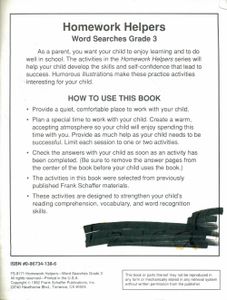 Word Searches (Activities To Develop Vocabulary) (Grade 3)