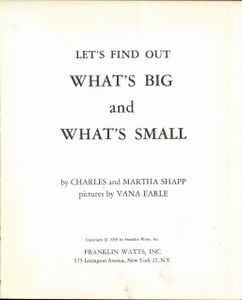 Let's Find Out What's Big And What's Small