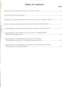 Teacher Guide Reading Grade-Placement Tests