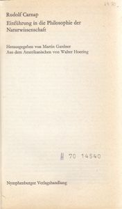 Einführung in die Philosophie der Naturwissenschaft