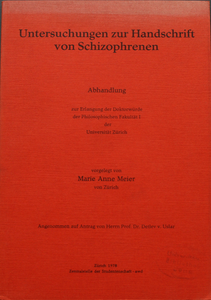 Untersuchungen zur Handschrift von Schizophrenen