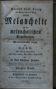 Von der Melancholie und den melancholischen Krankheiten