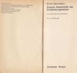 Knaurs Geschichte der Entdeckungsreisen - Die großen Fahrten ins Unbekannte