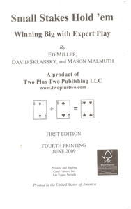 Small Stakes Hold 'Em (Winning Big With Expert Play)
