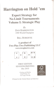 Harrington On Hold 'Em (Expert Strategy For No Limit Tournaments Volume I: Strategic Play)