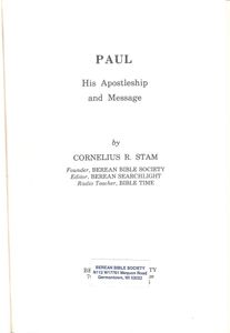 Paul (His Apostleship And Message)