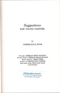 Suggestions for Young Pastors