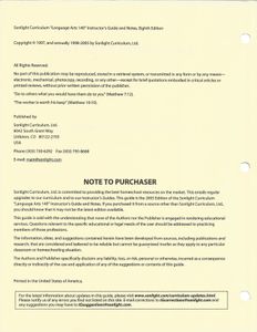 Language Arts 140 (Instructor's Guide And Notes)