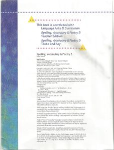 Spelling Vocabulary & Poetry 5 (Fourth Edition)