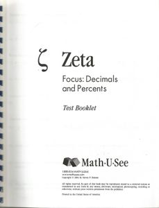 Zeta Focus: Decimals And Percents (Test Booklet)