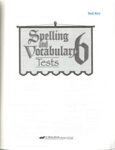 Spelling And Vocabulary 6 Tests (6 Test Key)