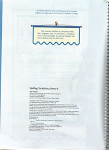 Spelling Vocabulary & Poetry 6 (Teacher Edition)