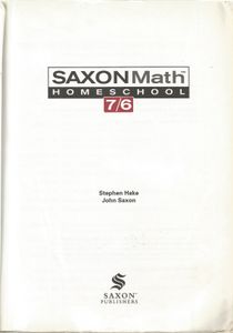 Saxon Math Homeschool 7/6