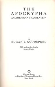 The Apocrypha (An American Translation)