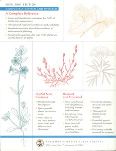 California Native Plant Society's Inventory Of Rare And Endangered Plants Of California