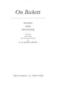 On Beckett: Essays and Criticism