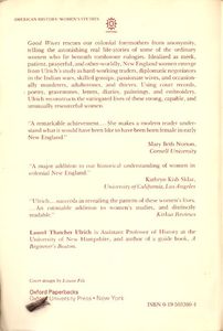Good Wives: Image And Reality In The Lives Of Women In Norther New England 1650-1750