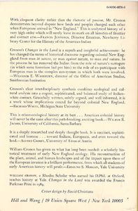 Changes In The Land: Indians, Colonists, And The Ecology Of New England