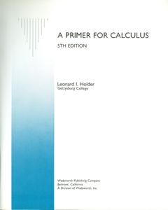 A Primer For Calculus