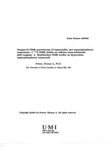 Oxygen-17 NMR Spectroscopy of Organosulfur and Organophosphorus Compounds