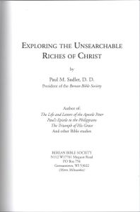 Exploring The Unsearchable Riches Of Christ (The Key That Unlocks The Sacred Secret)