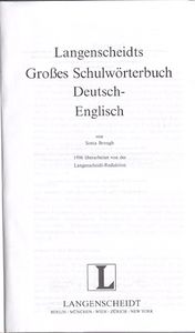 Langenscheidts Großes Schulwörterbuch Deutsch - Englisch