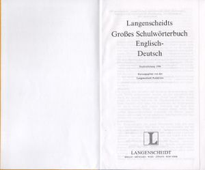 Langenscheidts Großes Schulwörterbuch Englisch - Deutsch