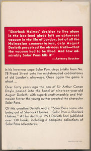 Regarding Sherlock Holmes... The Adventures of Solar Pons #1