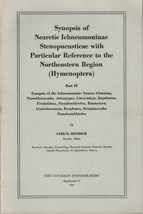 Synopsis of Nearctic Ichneumoninae Stenopneusticae with Reference to the Northeastern Region (Hymenoptera). Part IV: Synopsis of the Ichneumonini: Genera Chasmias, Neamblymorpha, Anisopygus, Limerodops, Eupalamus, Tricholabus, Pseudamblyteles, Eutanyacra, Ctenichneumon, Exephanes, Ectopimorpha, Pseudoamblyteles