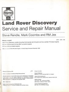 Land Rover Discovery 1989 to 1998 (G to S Registration) Petrol & Diesel