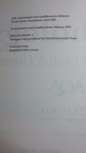 AQA Anthology - AQA GCSE English/English Literature Specification A 2005 onwards