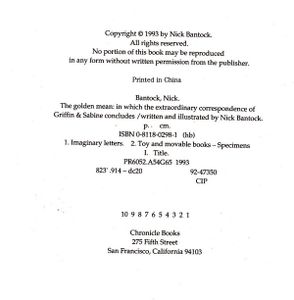 The Golden Mean: In Which the Extraordinary Correspondence Of Griffin & Sabine Concludes