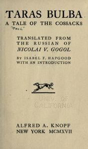 Taras Bulba. A Tale Of The Cossacks