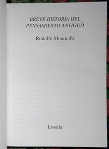 Breve historia del pensamiento antiguo