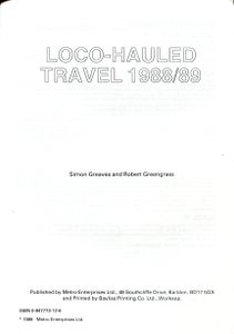 Loco-Hauled Travel 1988-89