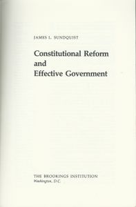 Constitutional Reform And Effective Government
