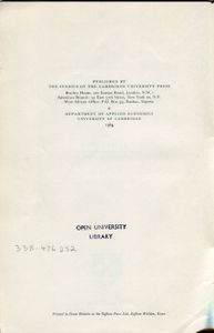 Railway Workshops: The Problems of Contraction (University of Cambridge, Department of Applied Science, Occasional Papers 2)
