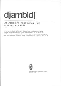 Djambidj (An Aboriginal Song Series From Northern Australia)