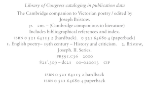 The Cambridge Companion to Victorian Poetry