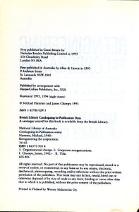 Reengineering the Corporation; A Manifesto for Business Revolution
