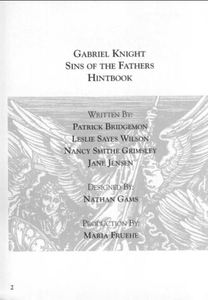 Gabriel Knight: Sins of the Fathers Hintbook