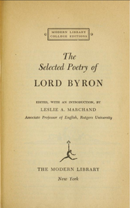 The Selected Poetry of Lord Byron
