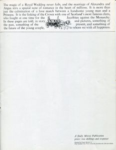 Royal Wedding Souvenir. Pictorial souvenir of the marriage of Her Royal Highness Princess Alexandra to the Honourable Angus Ogilvy in Westminster Abbey on April 24th 1963