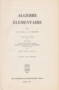 Algèbre élémentaire, 2e édition