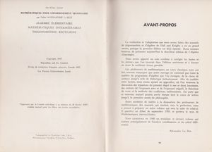Algèbre élémentaire, 2e édition